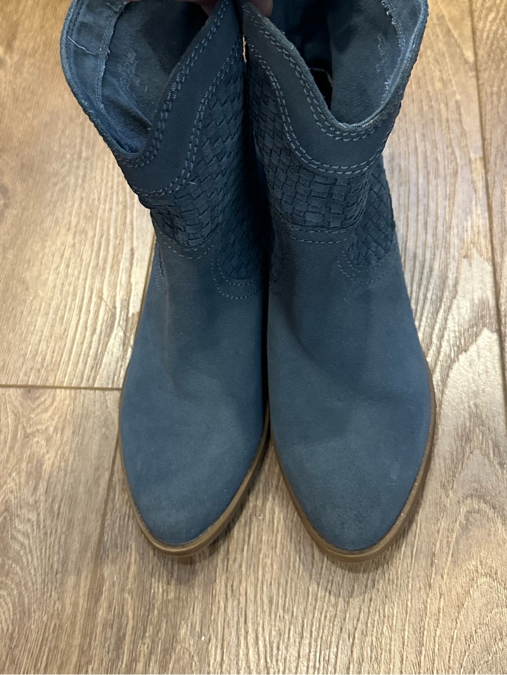 Vintage America Vashya Mid-Calf Suede Western Boot Slate Blue 8 festival boot